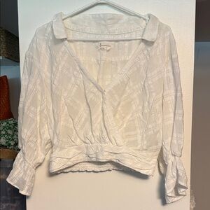 Anthropologie Cream Textured Blouse